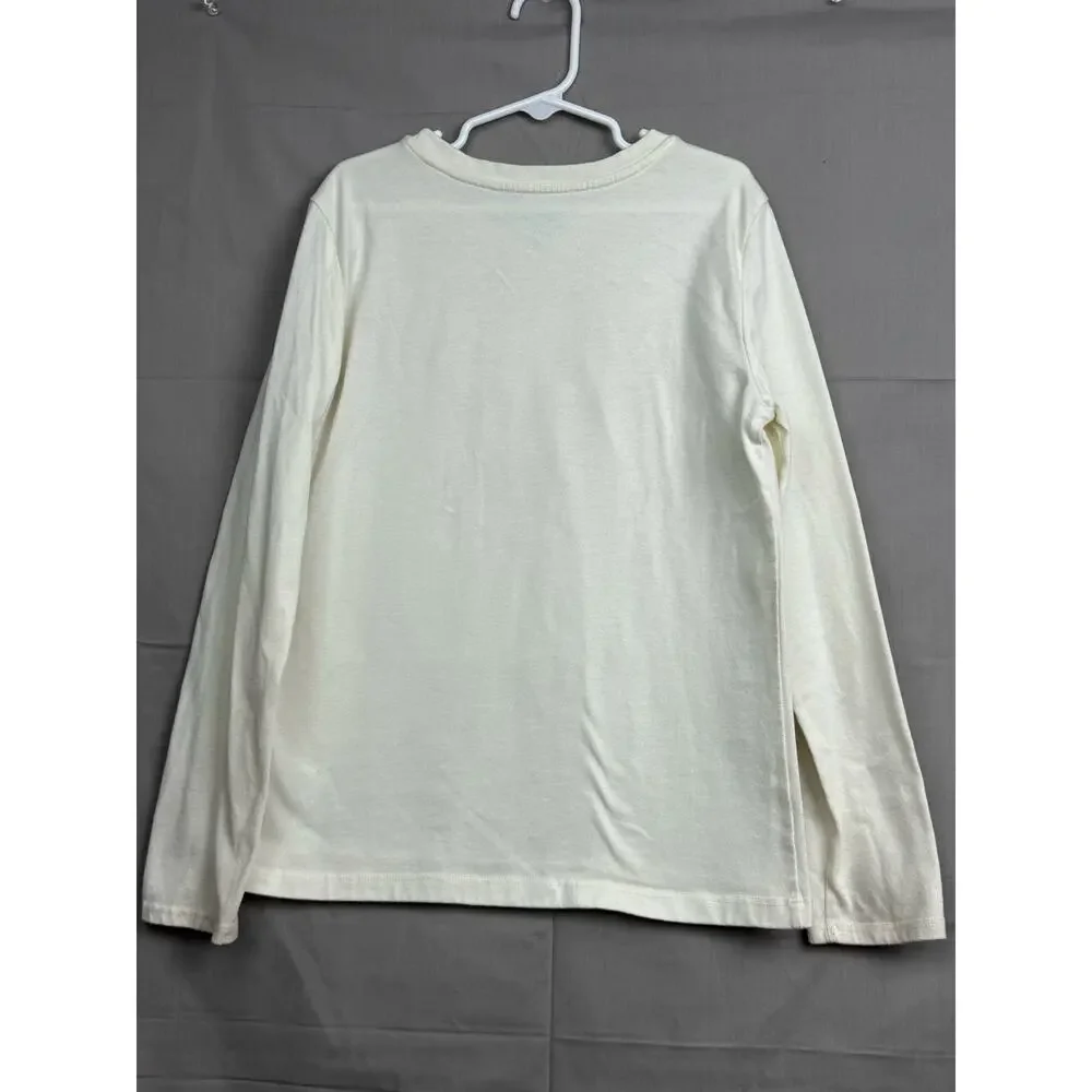 Holiday Time Girls Cream Oh Deer Long Sleeve Shirt, Size L (10/12)